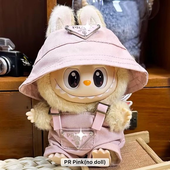 Other - Labubu Clothes Outfit Pink PR Overalls and Hat Set